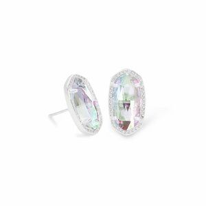 NWOT Kendra Scott Ellie Silver Stud Earrings Dichroic Glass
